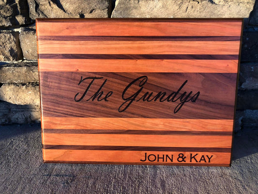 Personalized Walnut with Cherry Accent Cutting Board - Custom Gift with Engraving & Gift Wrap