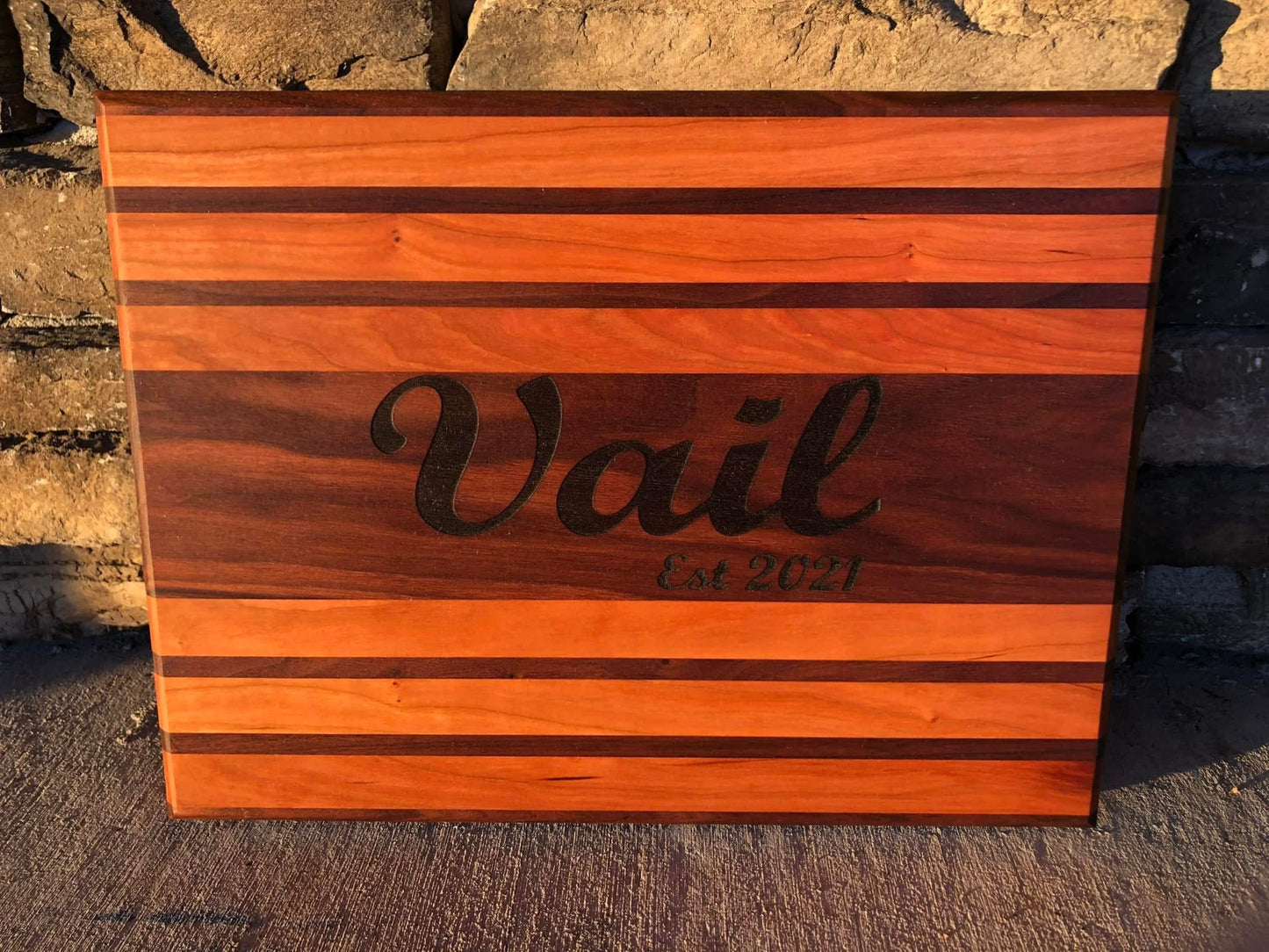 Personalized Walnut with Cherry Accent Cutting Board - Custom Gift with Engraving & Gift Wrap